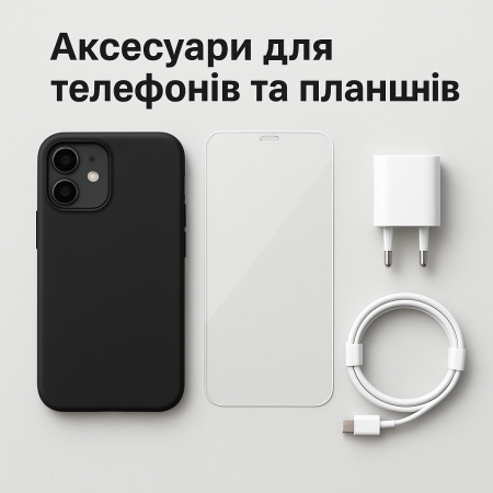 Аксессуары для телефонов и планшетов – чехлы, защитные стекла, зарядные устройства